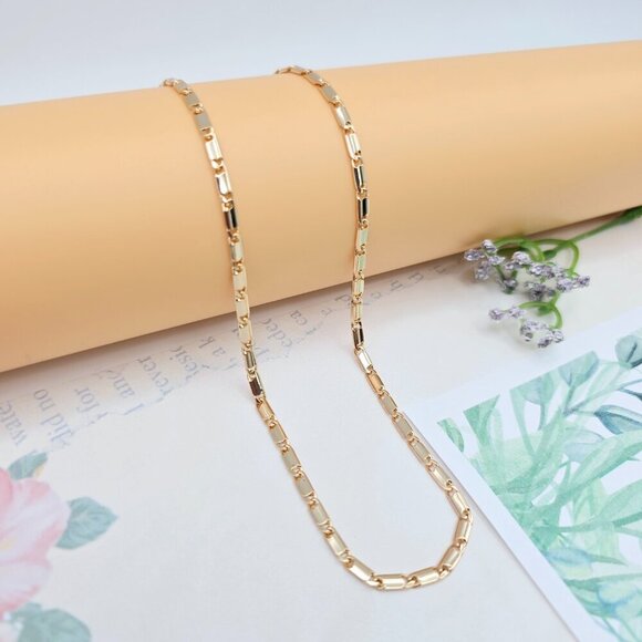 Rose Gold Plated Link Chain Necklace in Elegant Glossy Finish - 45cm, XPNL0043 - Picture 1 of 12